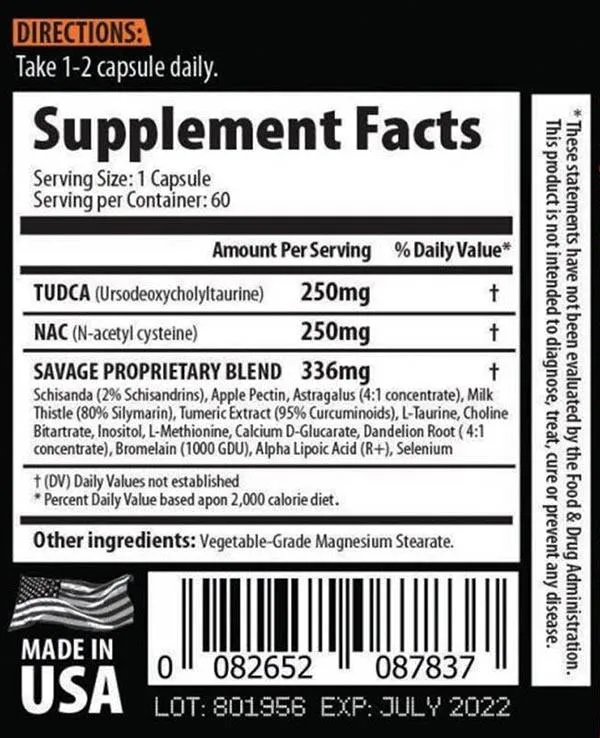 Savage Line Labs Liver-Pro, 60 Capsules