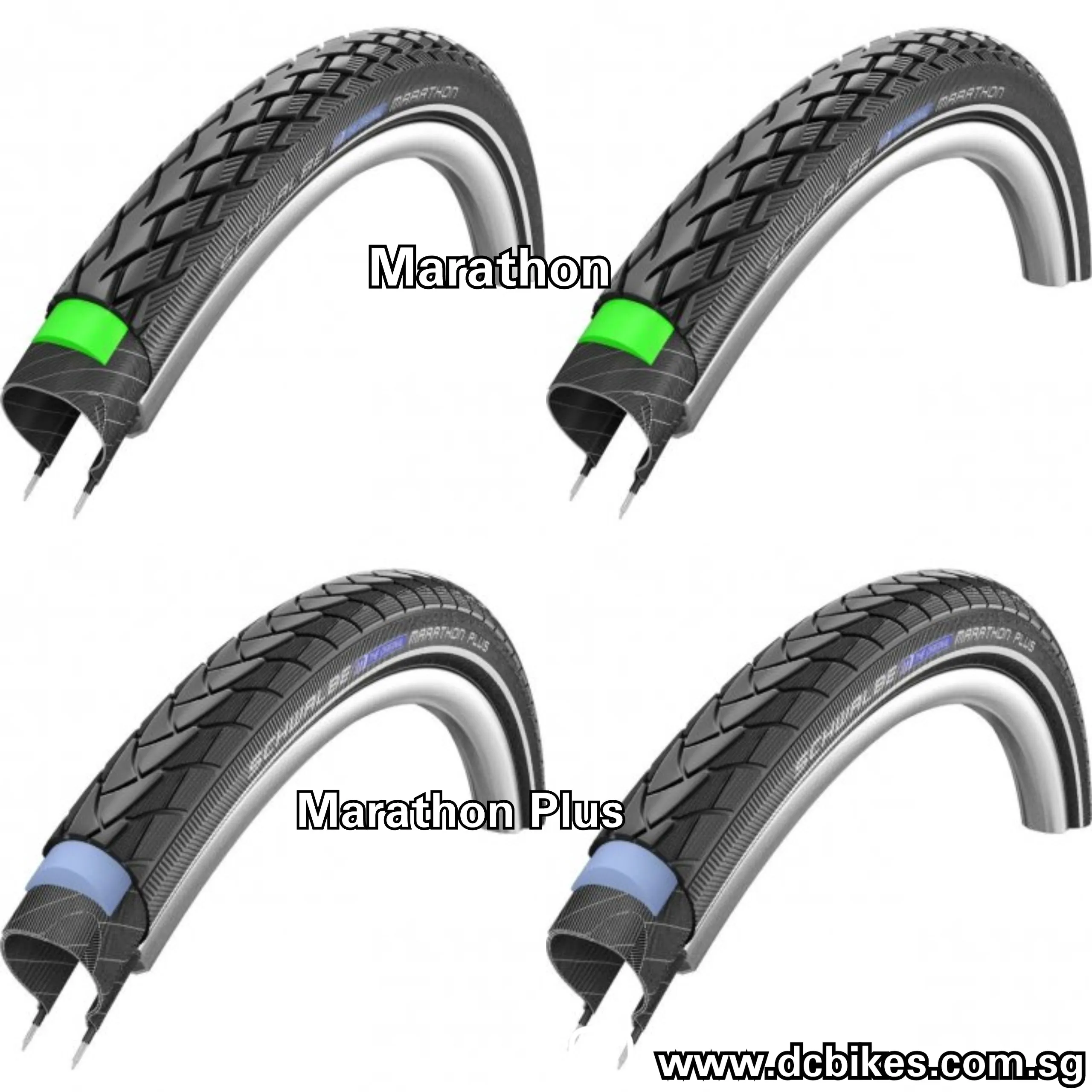 Schwalbe 20 X 1.75 Marathon Twinskin/Plus Green Guard Wired Foldie Touring Tyres Etrto: 47-406 (2 Tires)