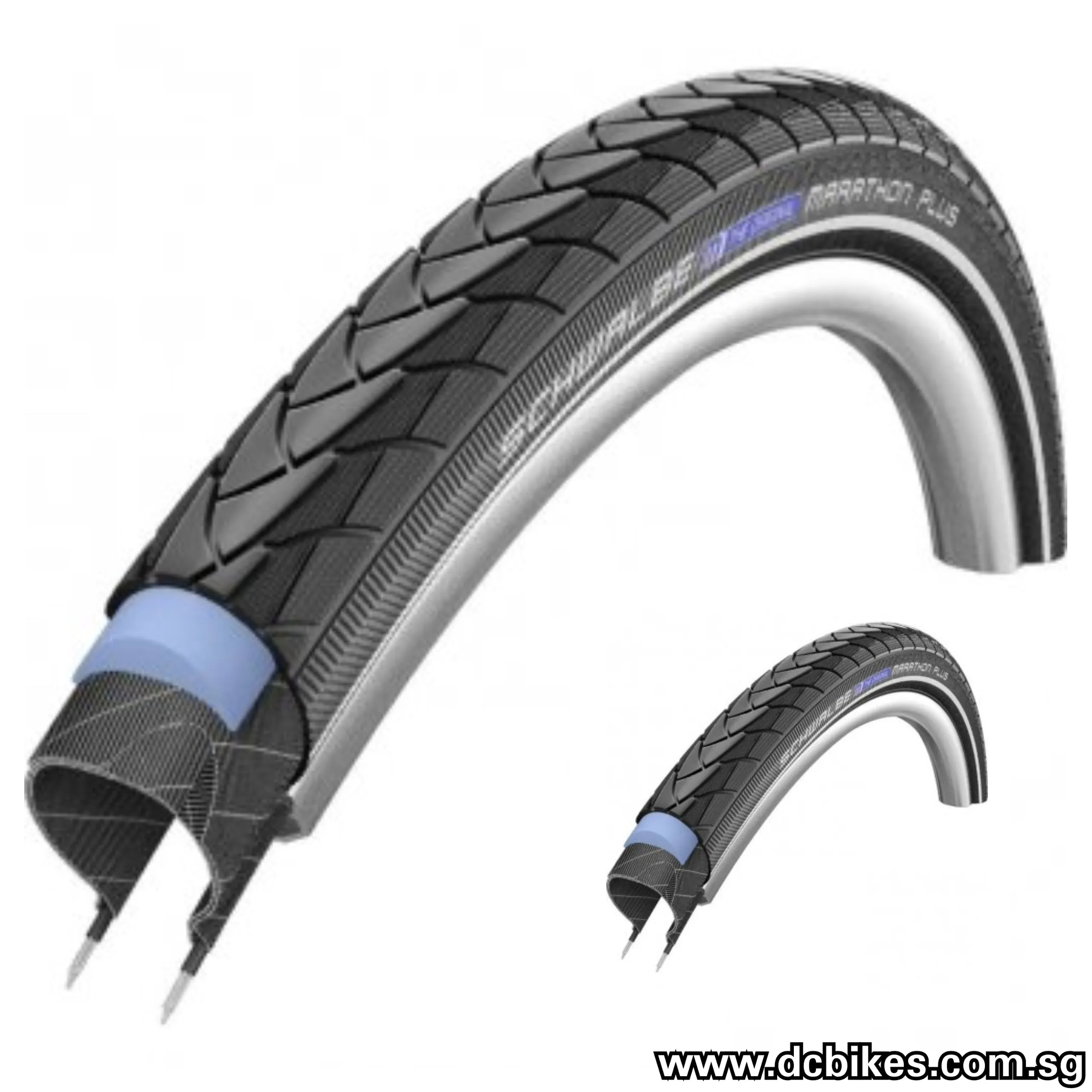 Schwalbe 20 X 1.75 Marathon Twinskin/Plus Green Guard Wired Foldie Touring Tyres Etrto: 47-406 (2 Tires)