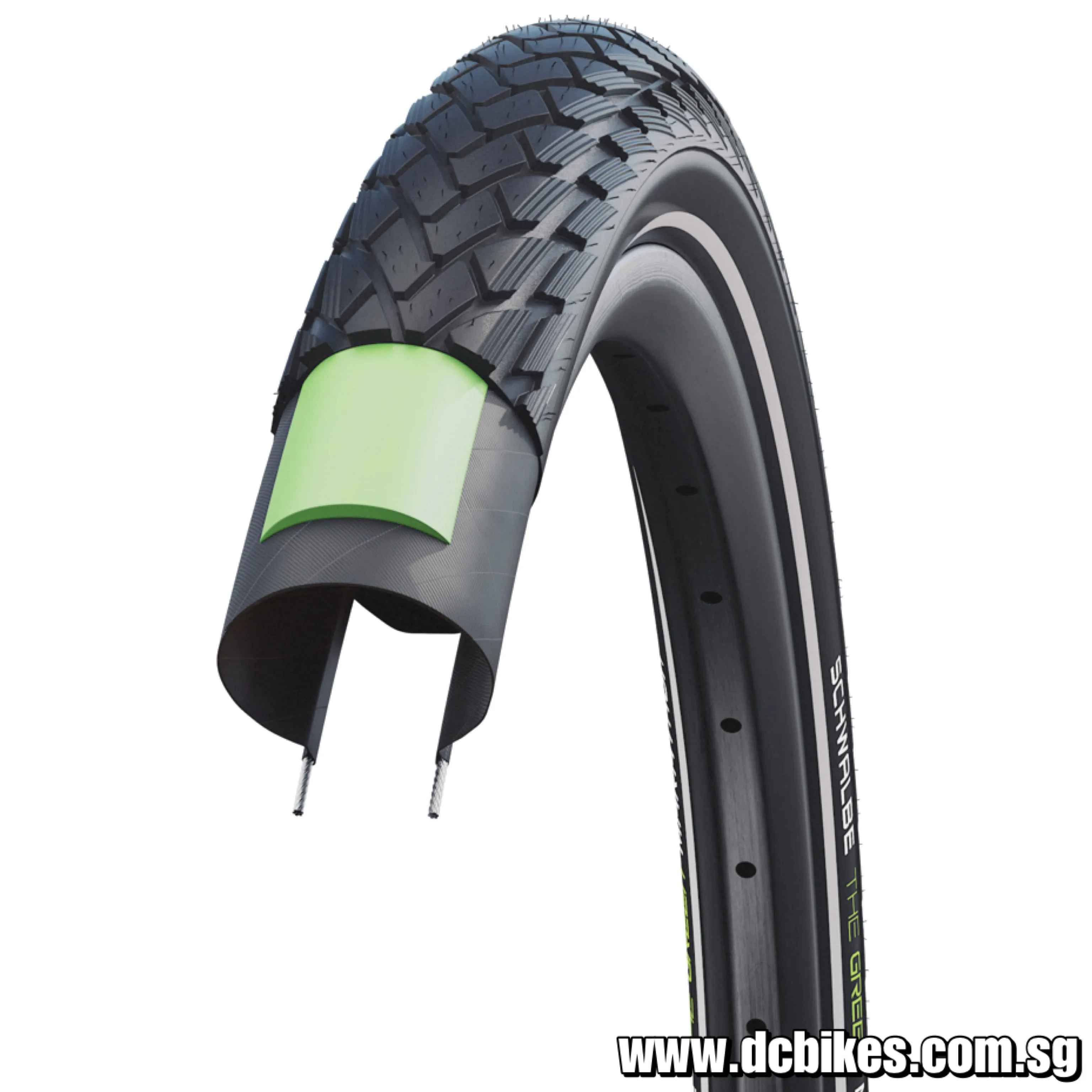 Schwalbe 26 X 1.5 Marathon Performance | Addix Eco | The Green Guard - Ebike Bicycle Black Reflective Wired Bead Tyre (1 Tire)