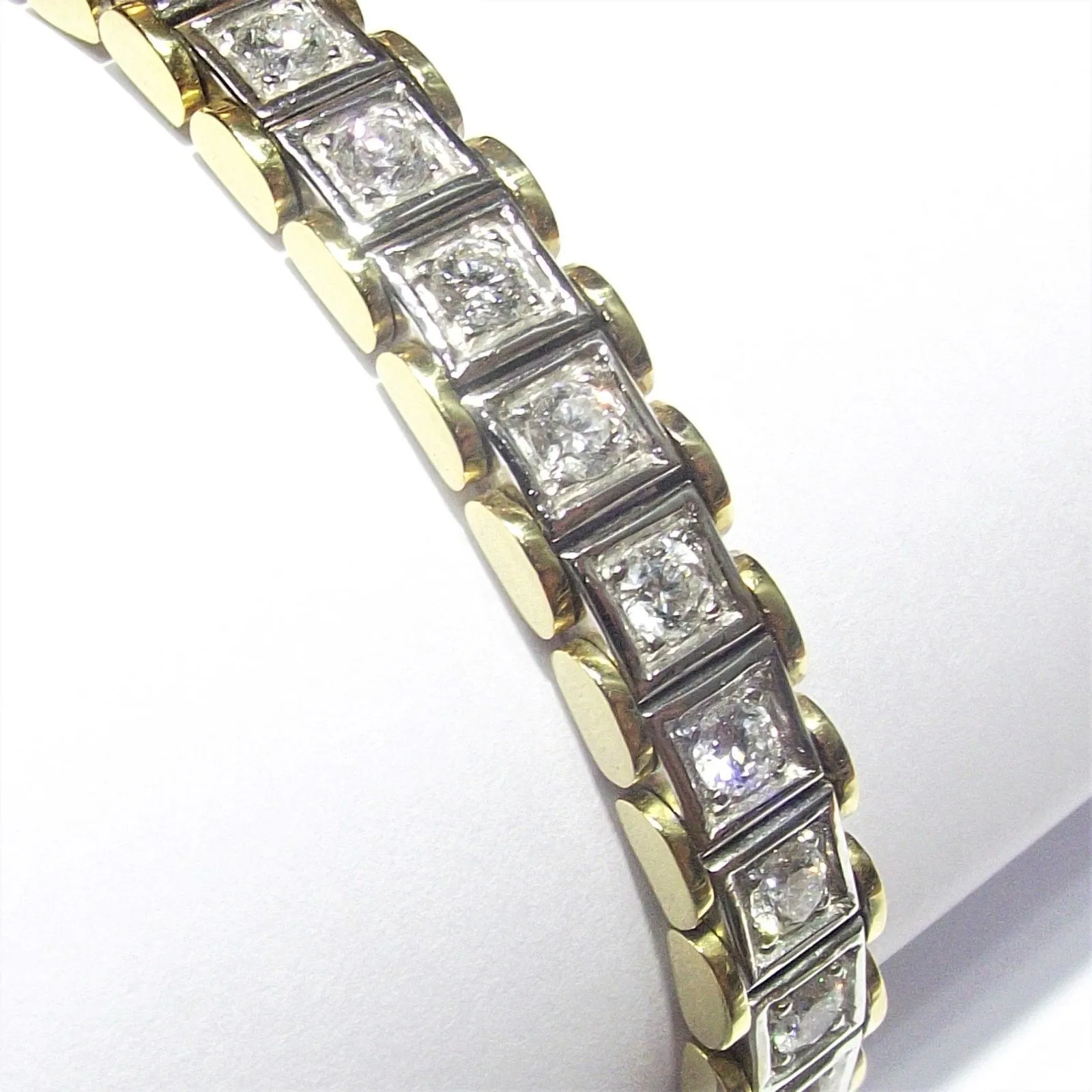 Sidalo Bracelet Tennis Oro White and Yellow 18kt 45.3g Diamonds 4.17CT Color G Puree G Pure VS1 0004BR