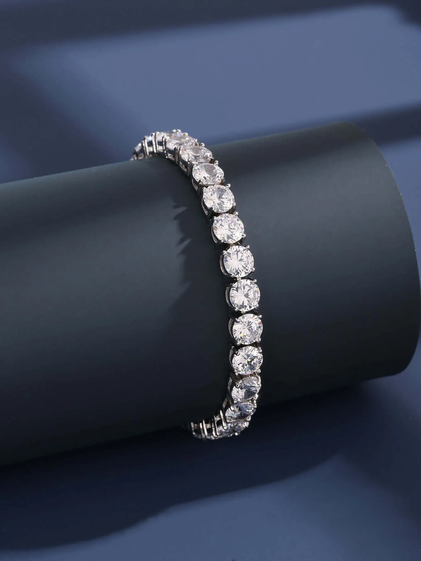 Single Row Round White Gold Tennis Bracelet