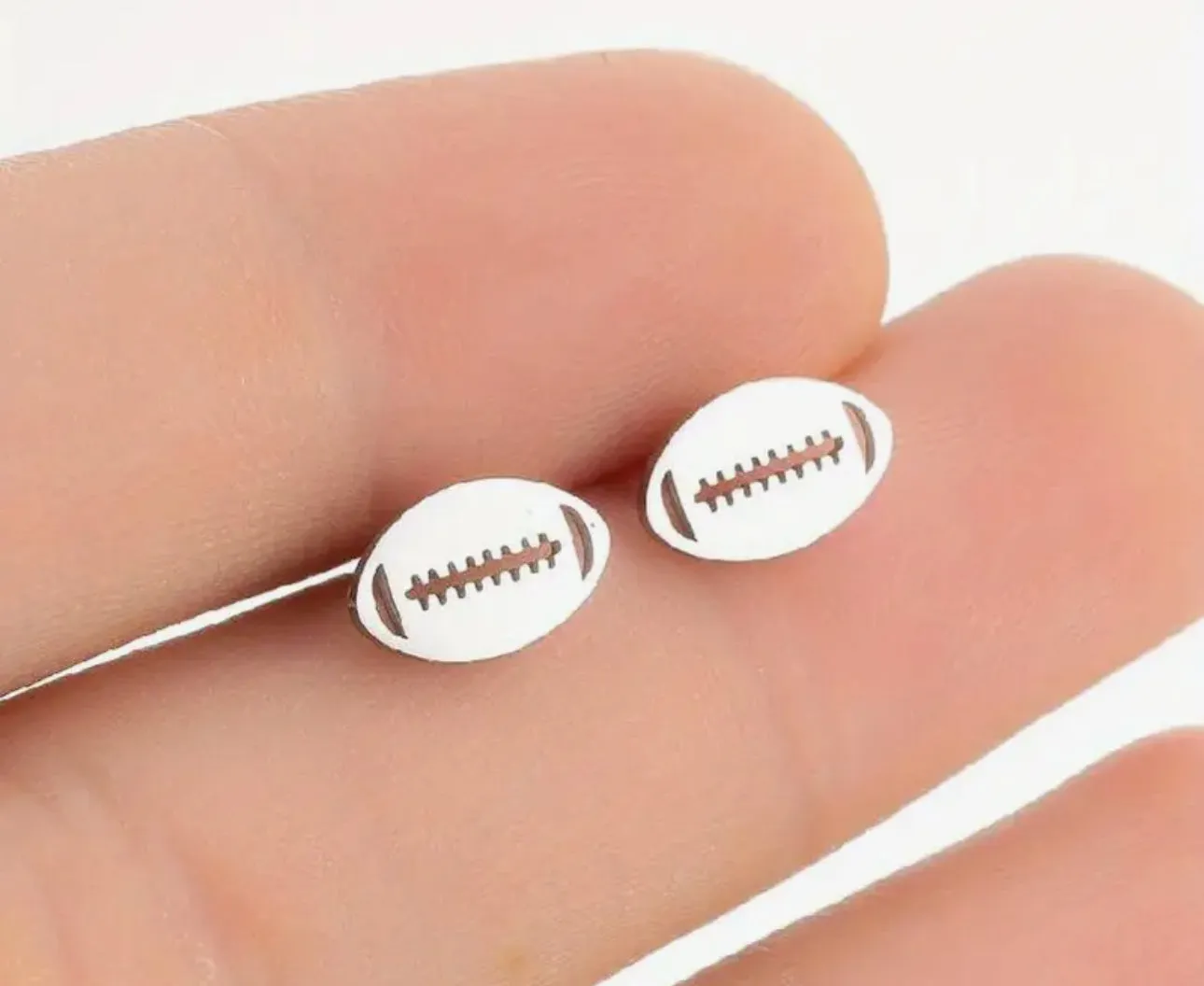 Stainless Steel Football Push Back Earring | Erika Williner Designs