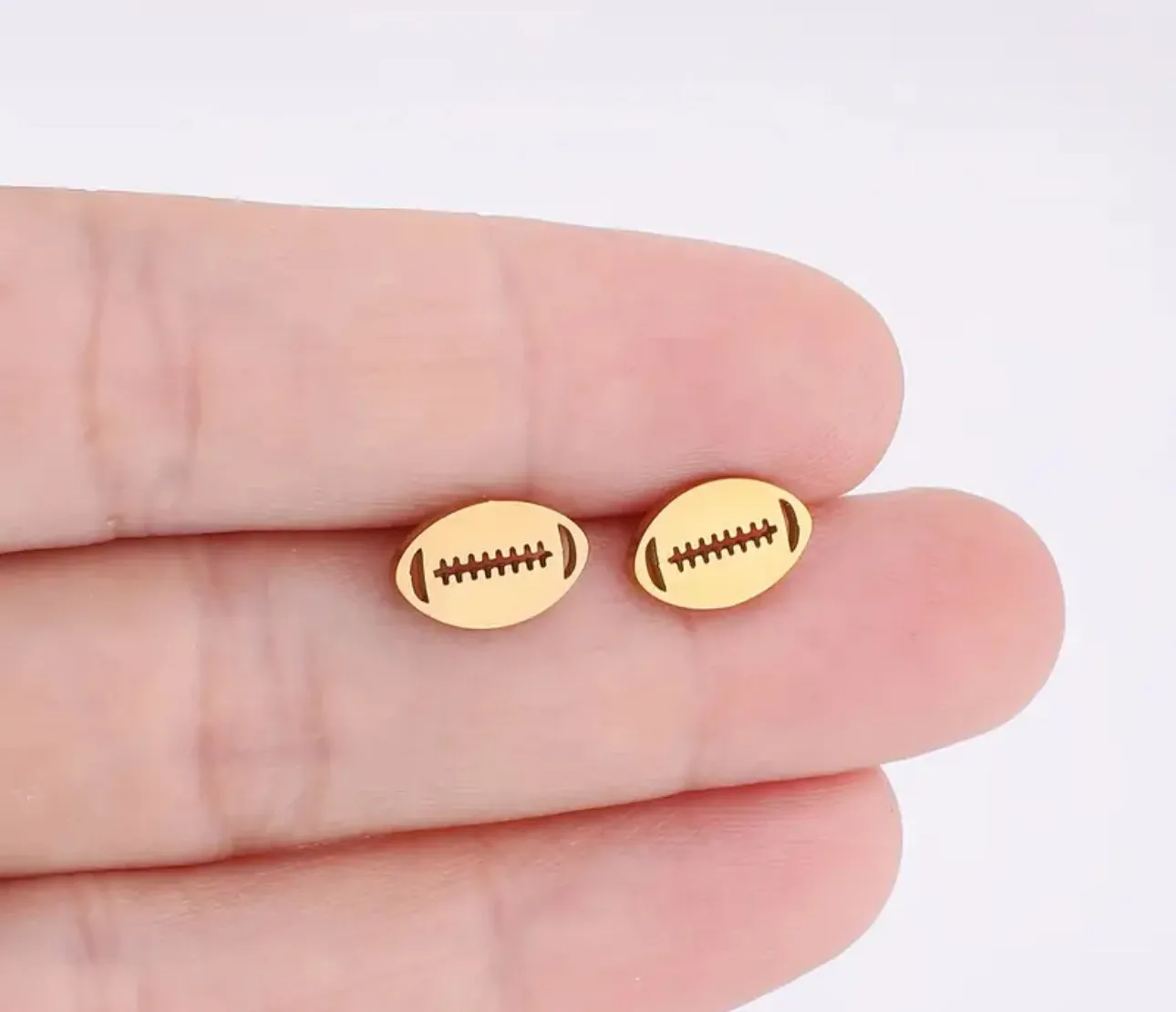 Stainless Steel Football Push Back Earring | Erika Williner Designs