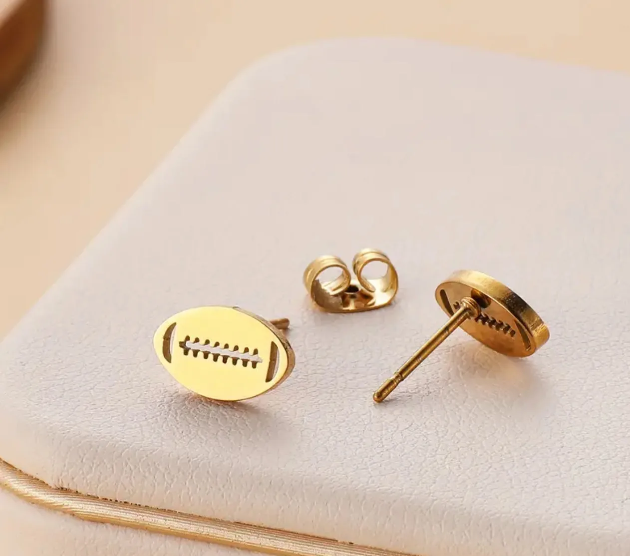 Stainless Steel Football Push Back Earring | Erika Williner Designs