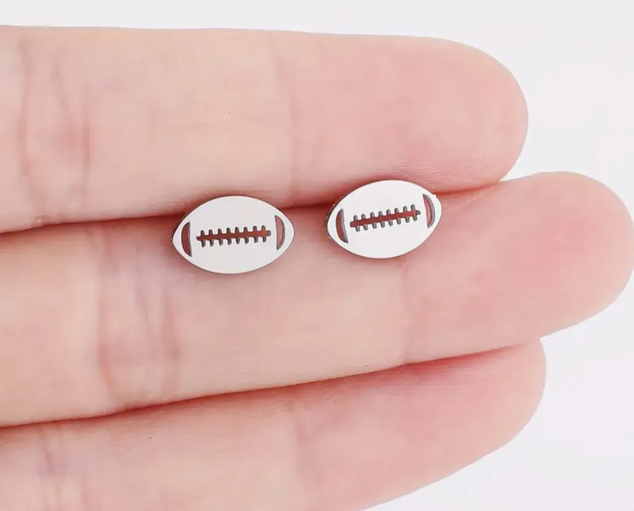 Stainless Steel Football Push Back Earring | Erika Williner Designs