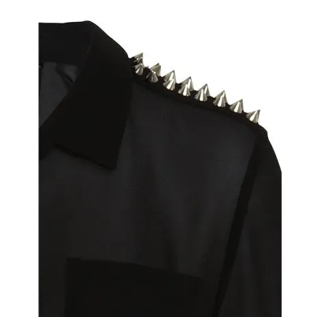 Studded Shoulders Sheer Hi-Low Top