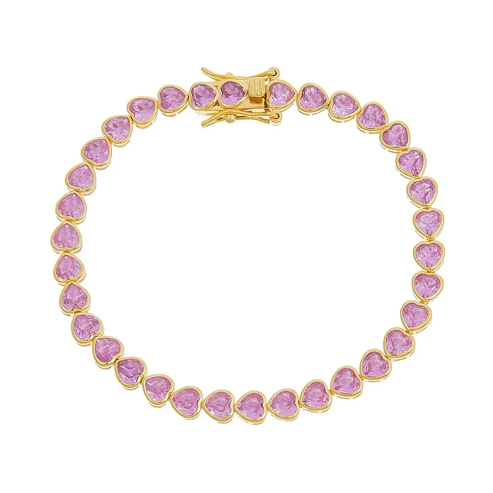 Summer Colored Bezel Heart Tennis Bracelet