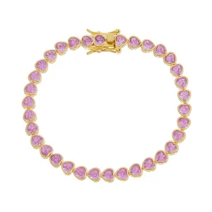 Summer Colored Bezel Heart Tennis Bracelet