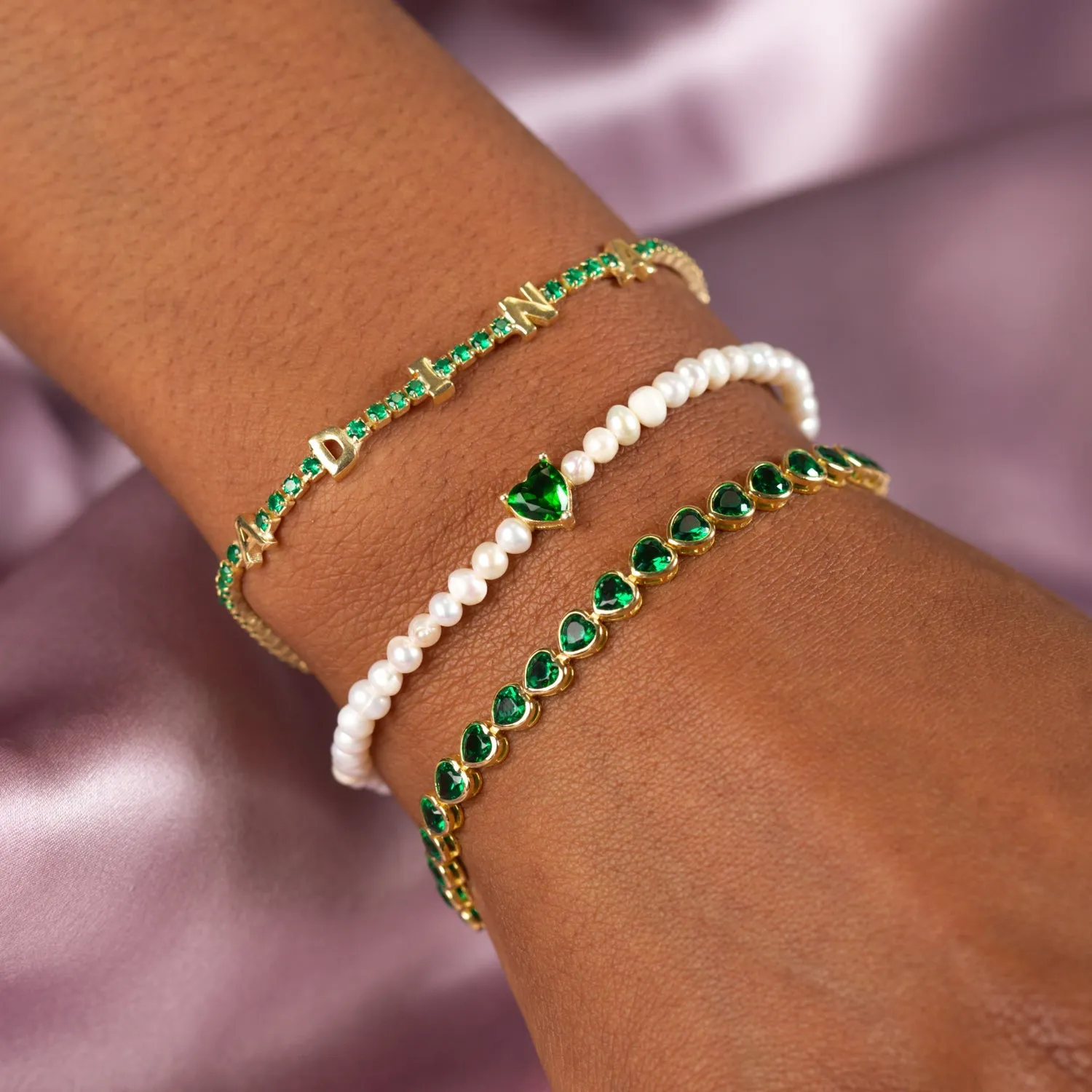 Summer Colored Bezel Heart Tennis Bracelet