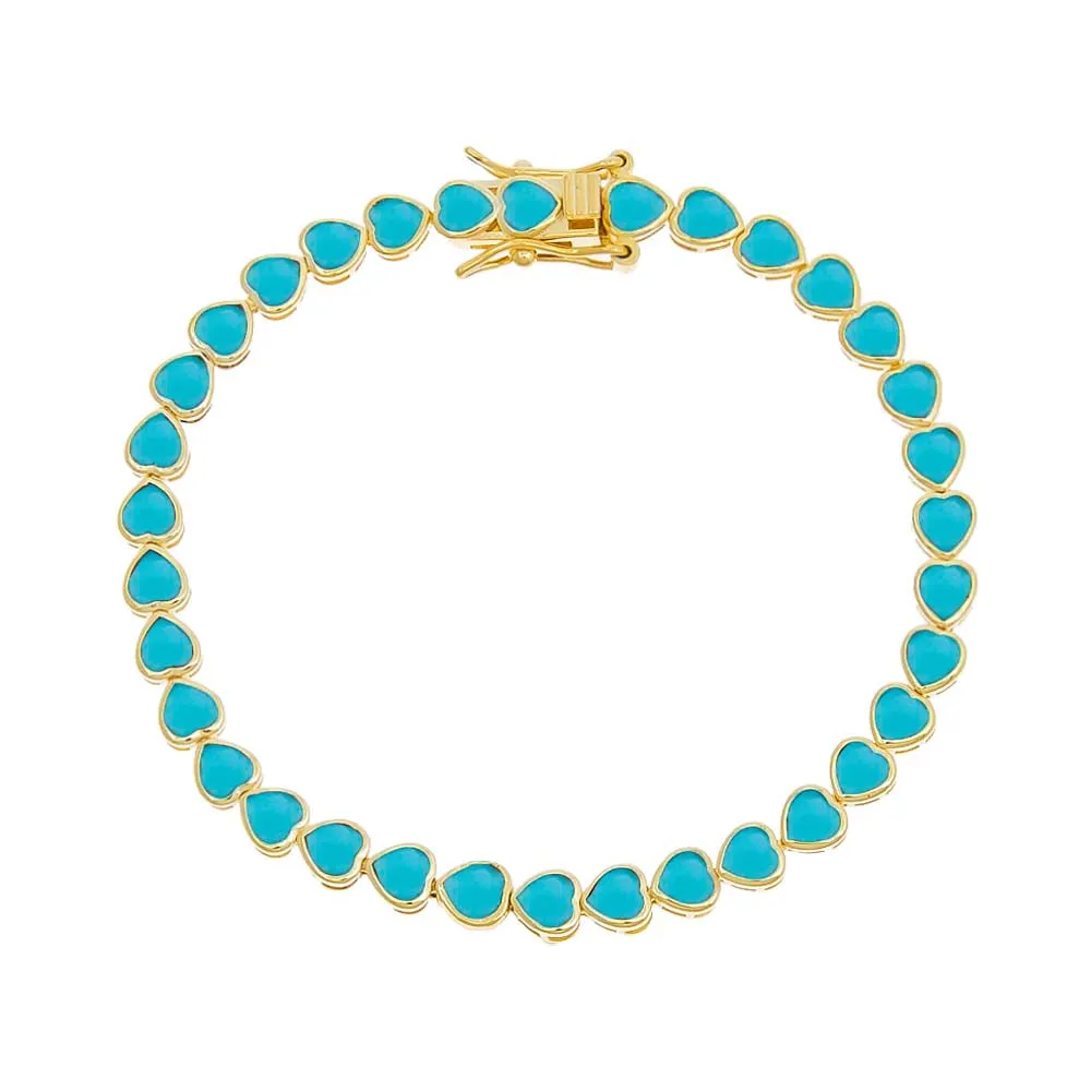 Summer Colored Bezel Heart Tennis Bracelet