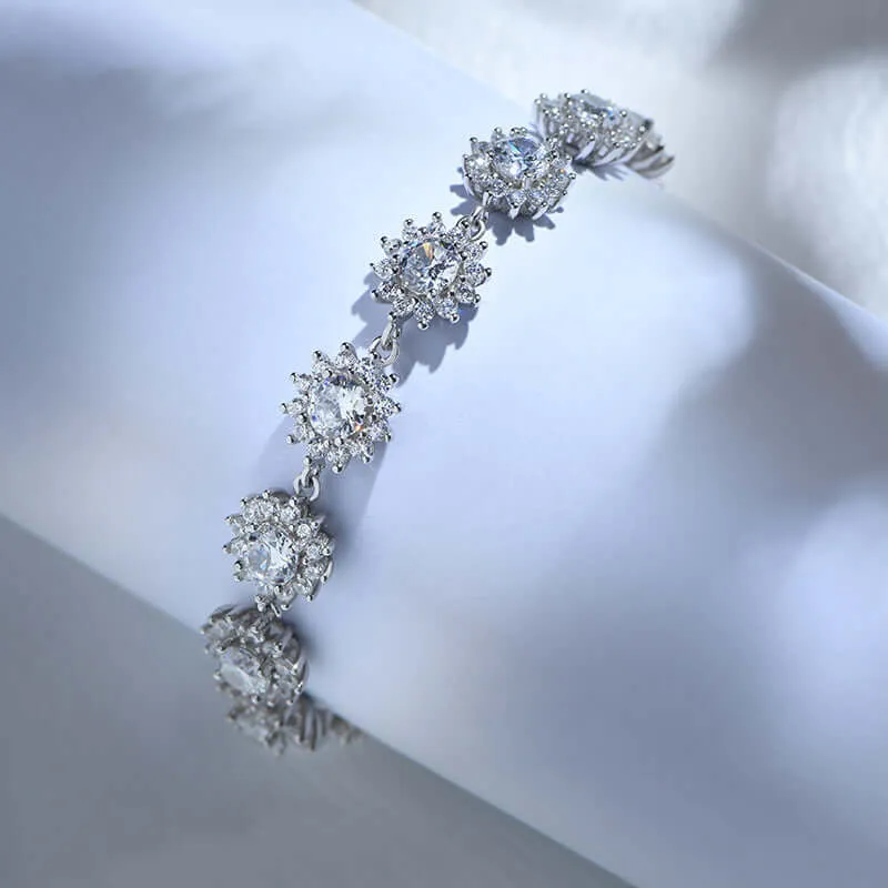Sunflower Tennis Bracelet Silver Women