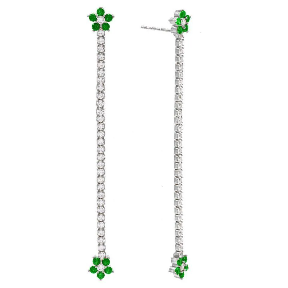 Tennis Flower Drop Stud Earring