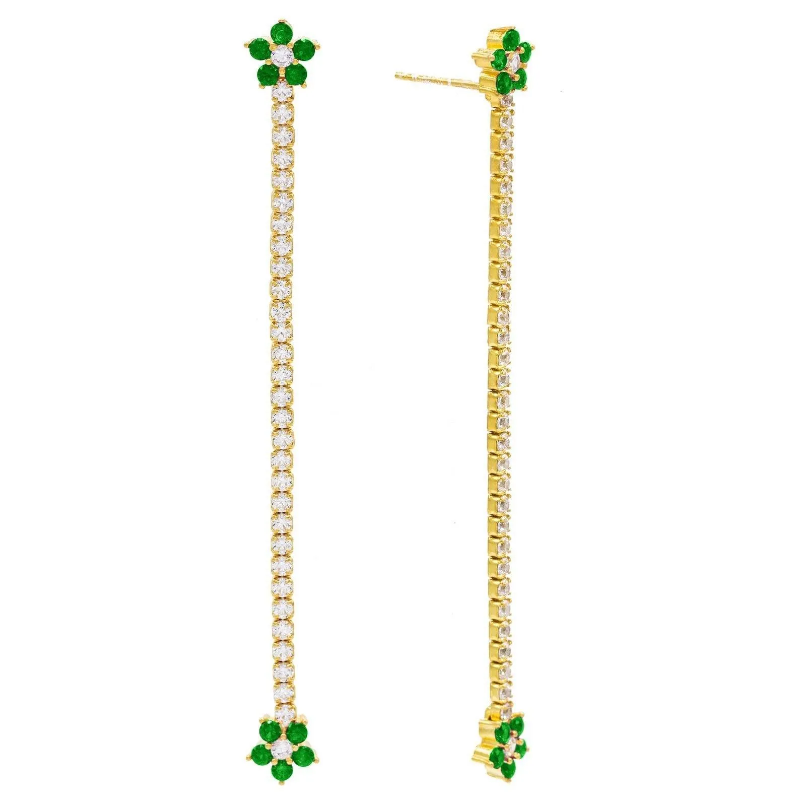 Tennis Flower Drop Stud Earring