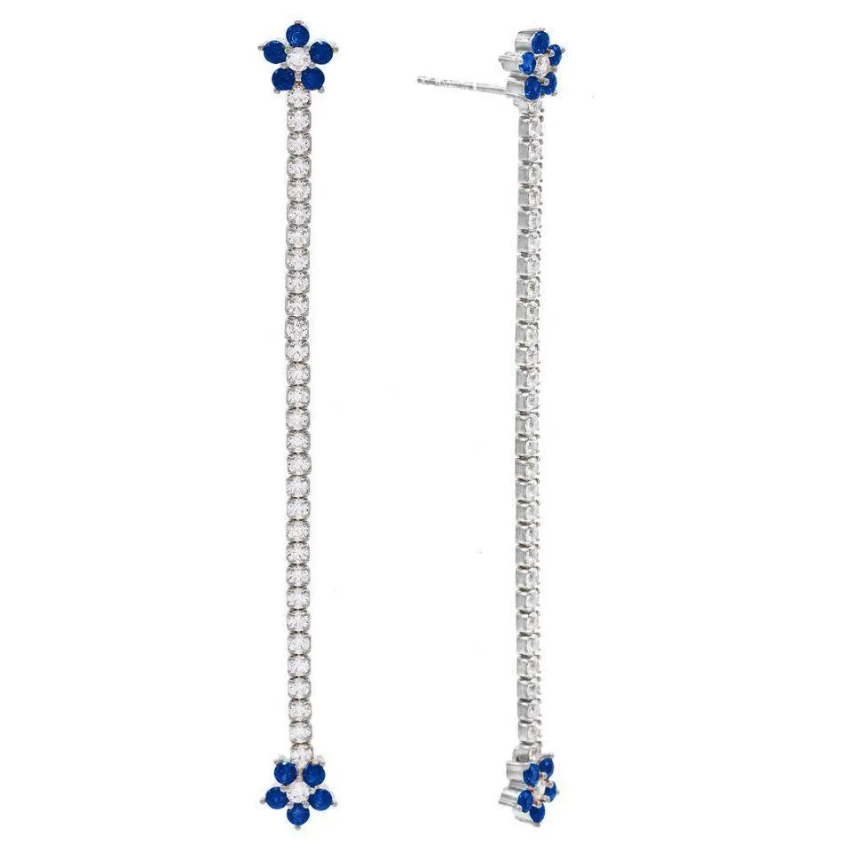 Tennis Flower Drop Stud Earring