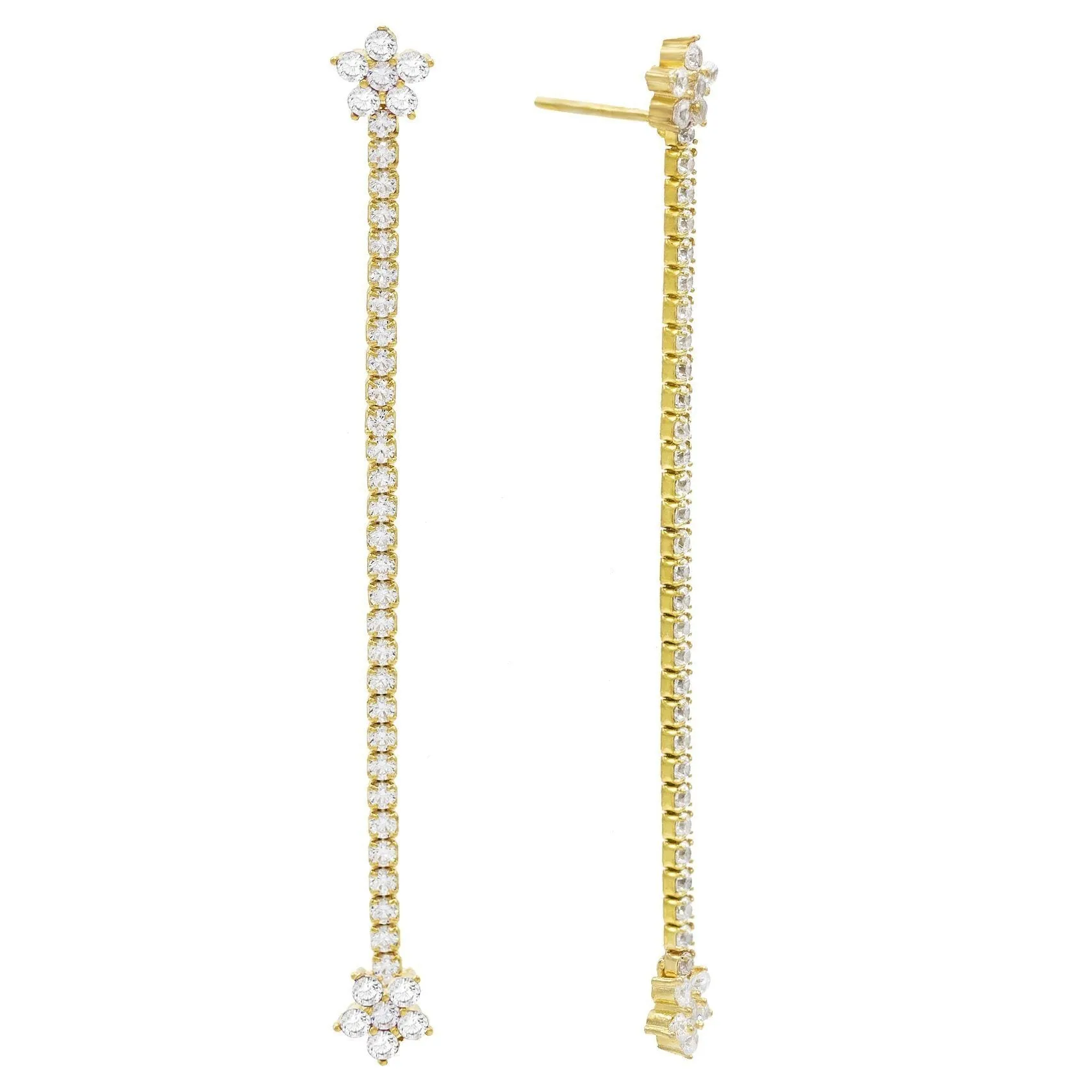 Tennis Flower Drop Stud Earring
