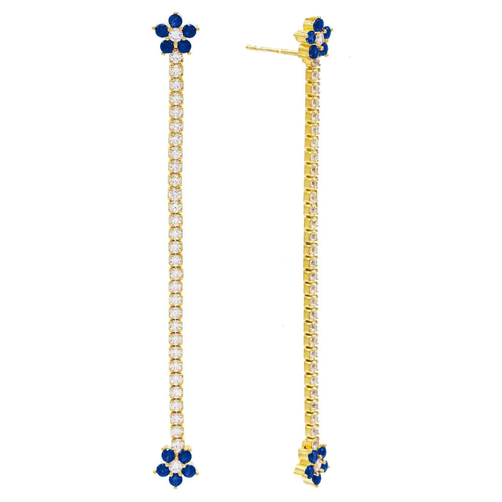 Tennis Flower Drop Stud Earring