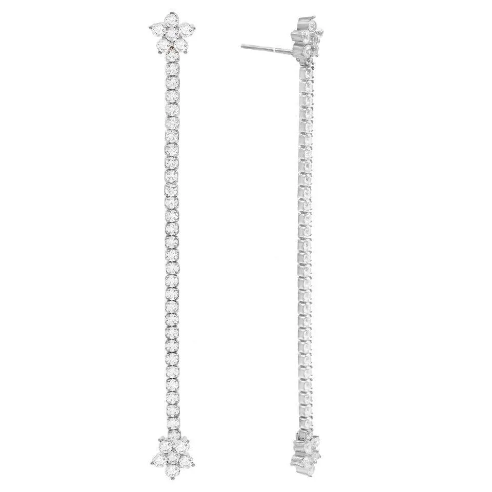 Tennis Flower Drop Stud Earring