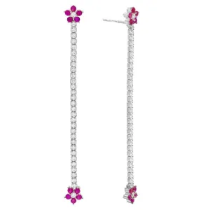 Tennis Flower Drop Stud Earring
