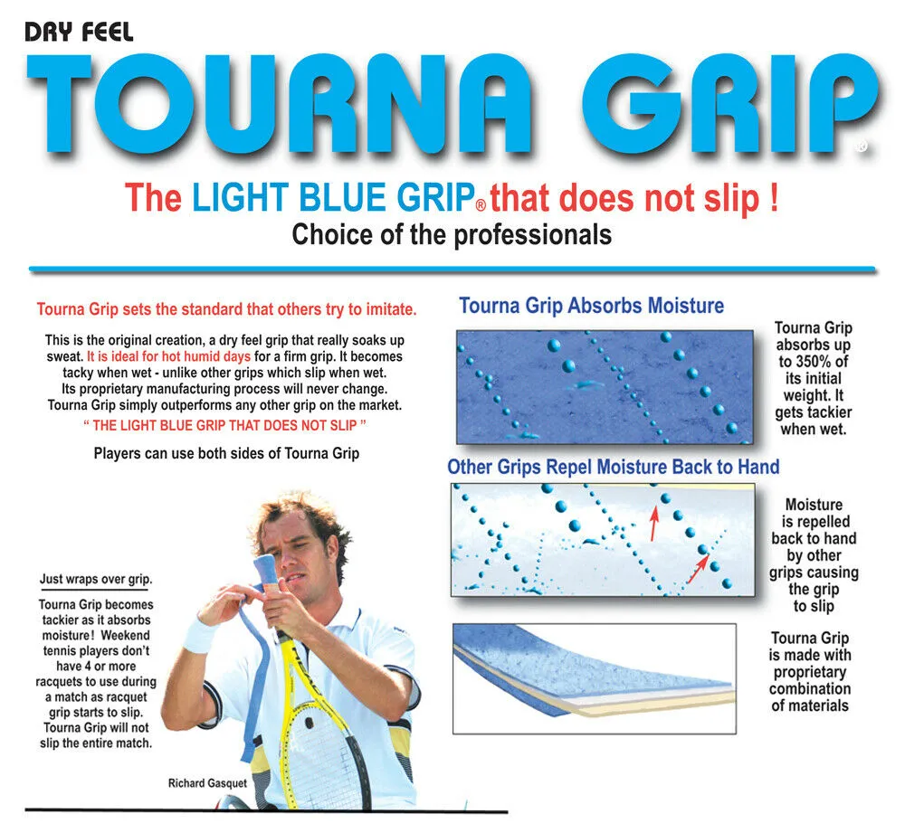 TOURNA Grip XL 10 Pack Original Dry Feel Extra Large Tennis Racquet Overgrips