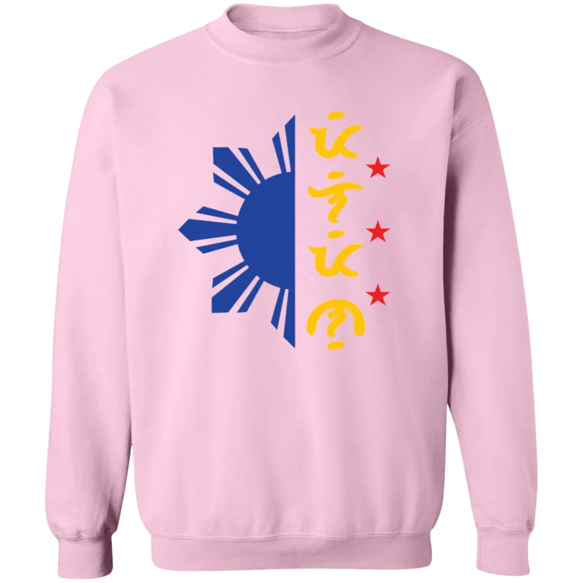 Tricolor Filipino in Baybayin Script Half Sun Unisex Crewneck Pullover Sweatshirt