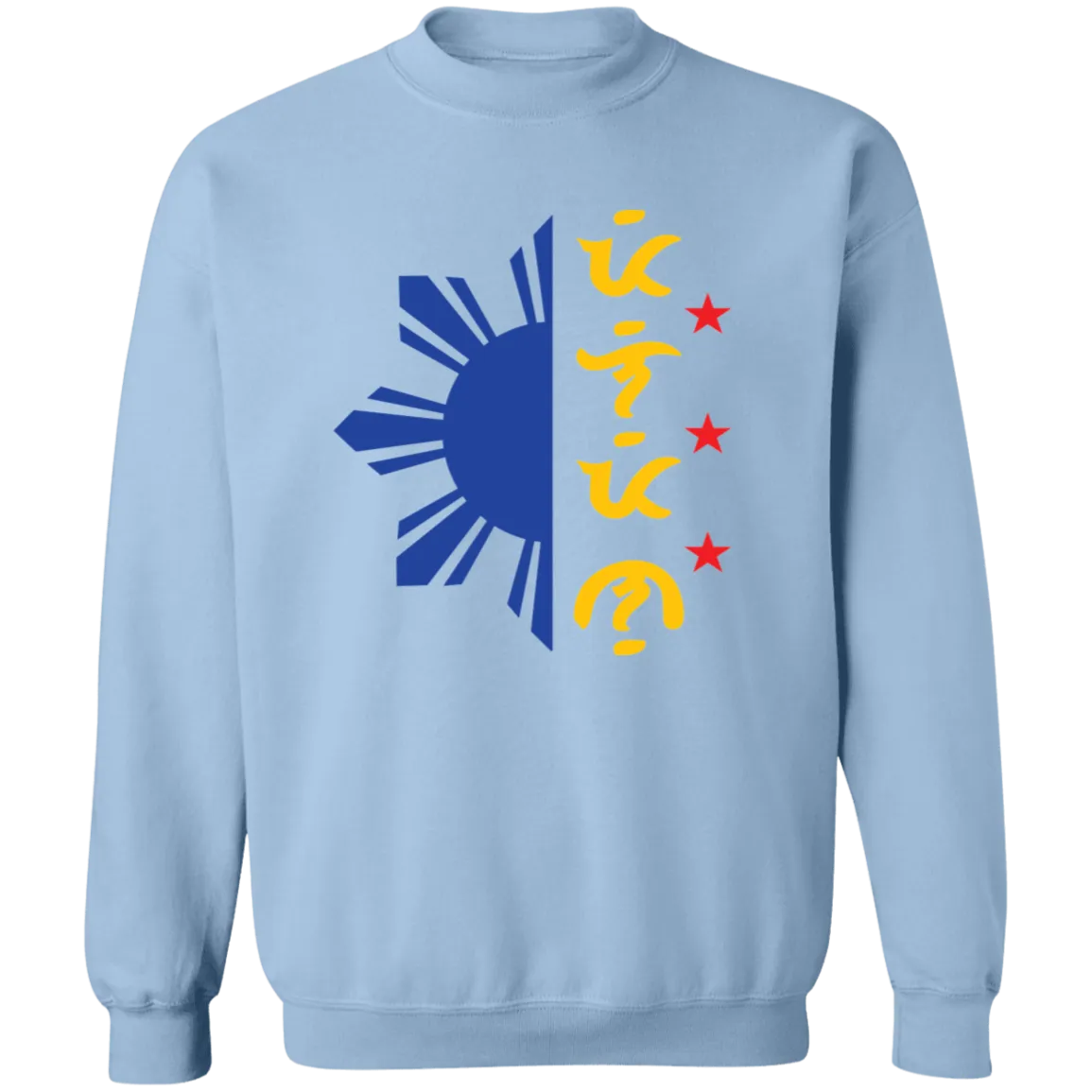 Tricolor Filipino in Baybayin Script Half Sun Unisex Crewneck Pullover Sweatshirt