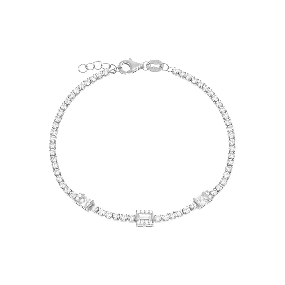 Triple Baguette Tennis Bracelet