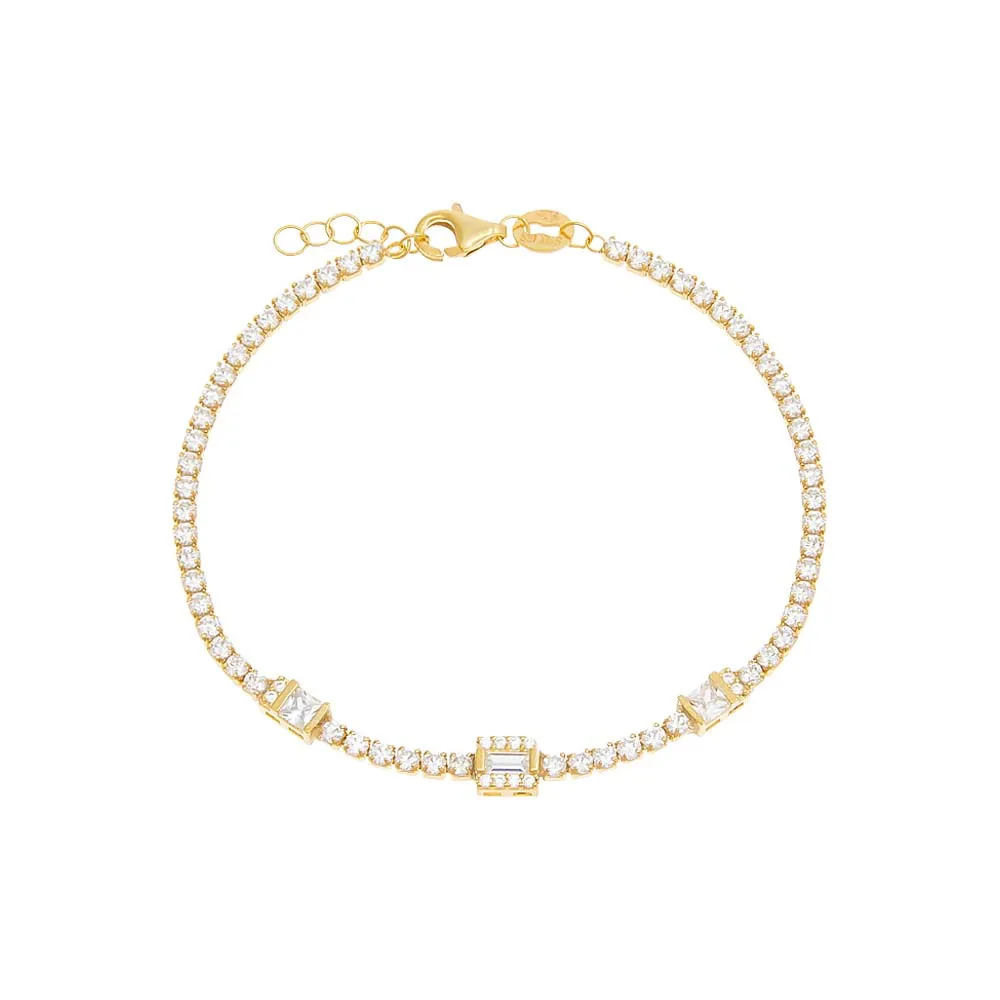 Triple Baguette Tennis Bracelet