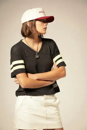 Varsity Football Mesh T-Shirt - Washed Black