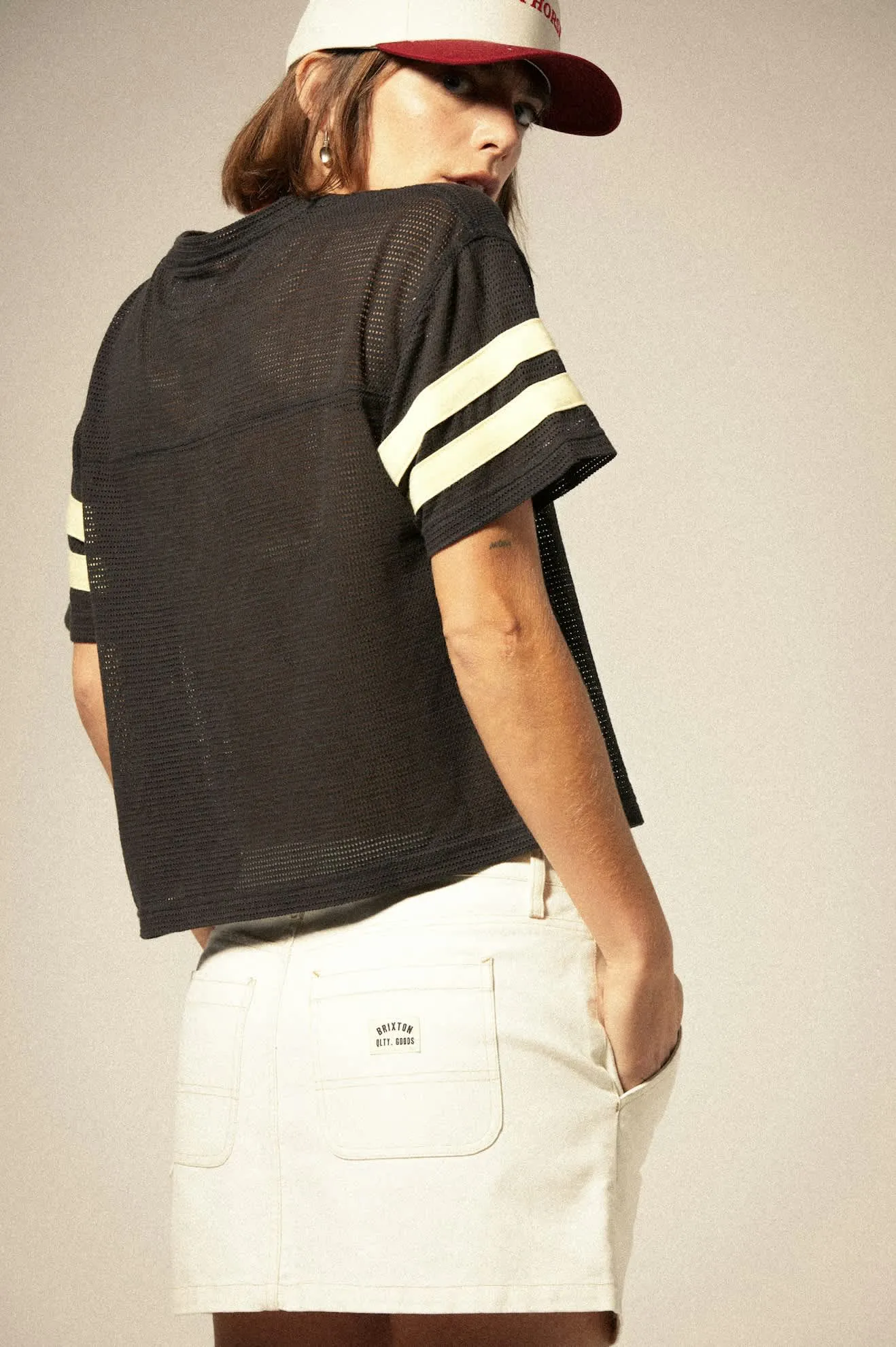 Varsity Football Mesh T-Shirt - Washed Black