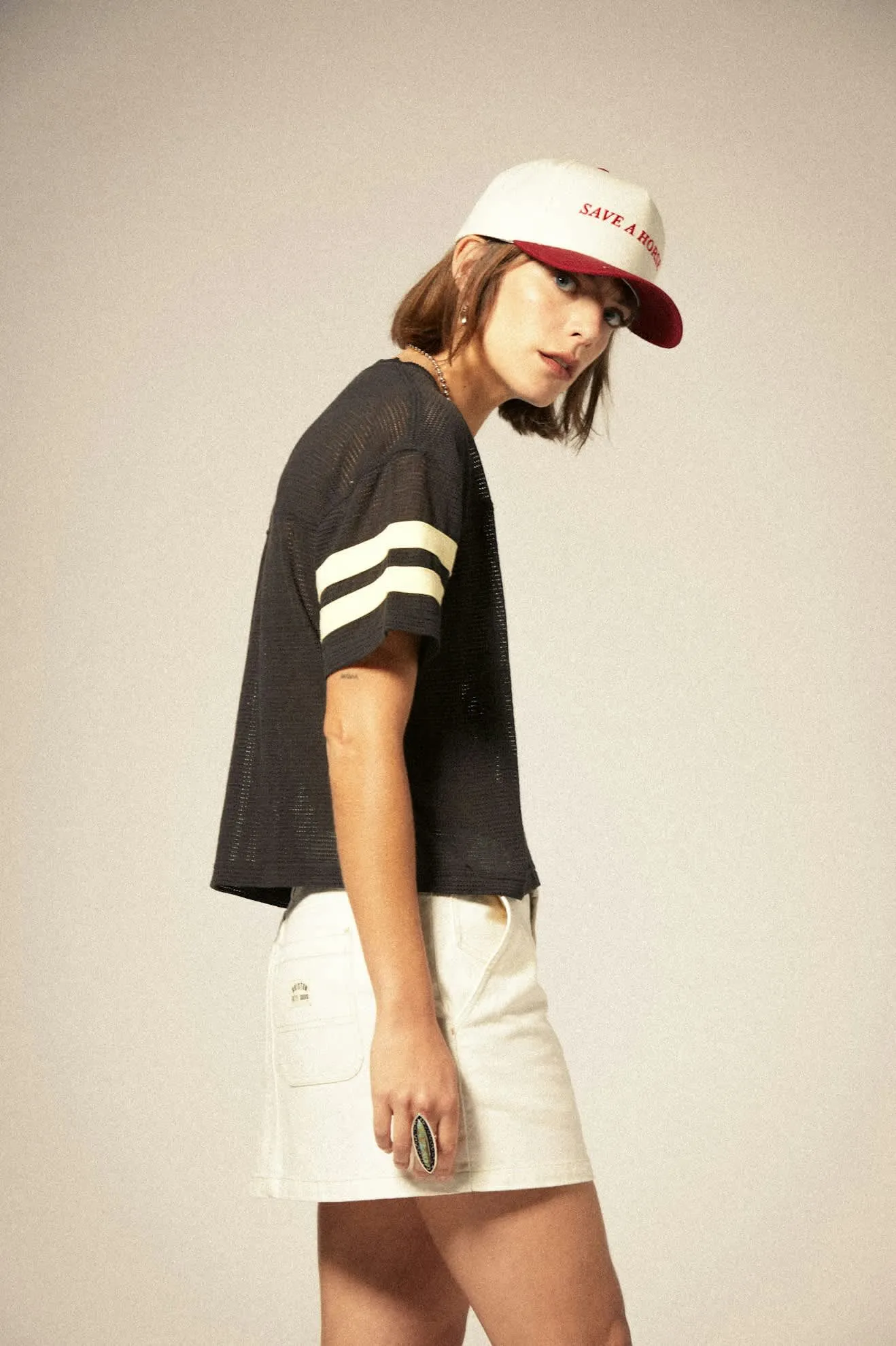 Varsity Football Mesh T-Shirt - Washed Black