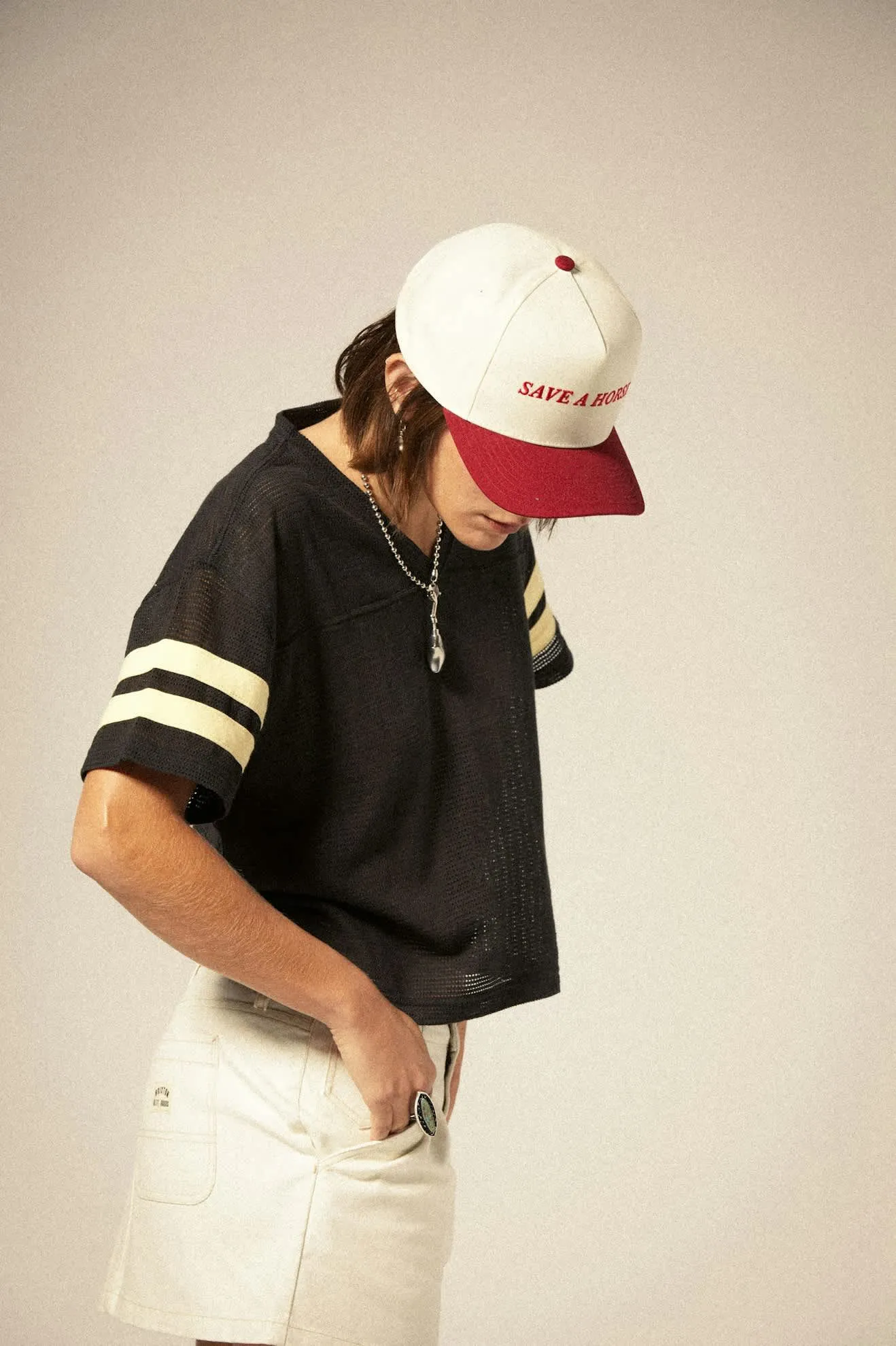 Varsity Football Mesh T-Shirt - Washed Black