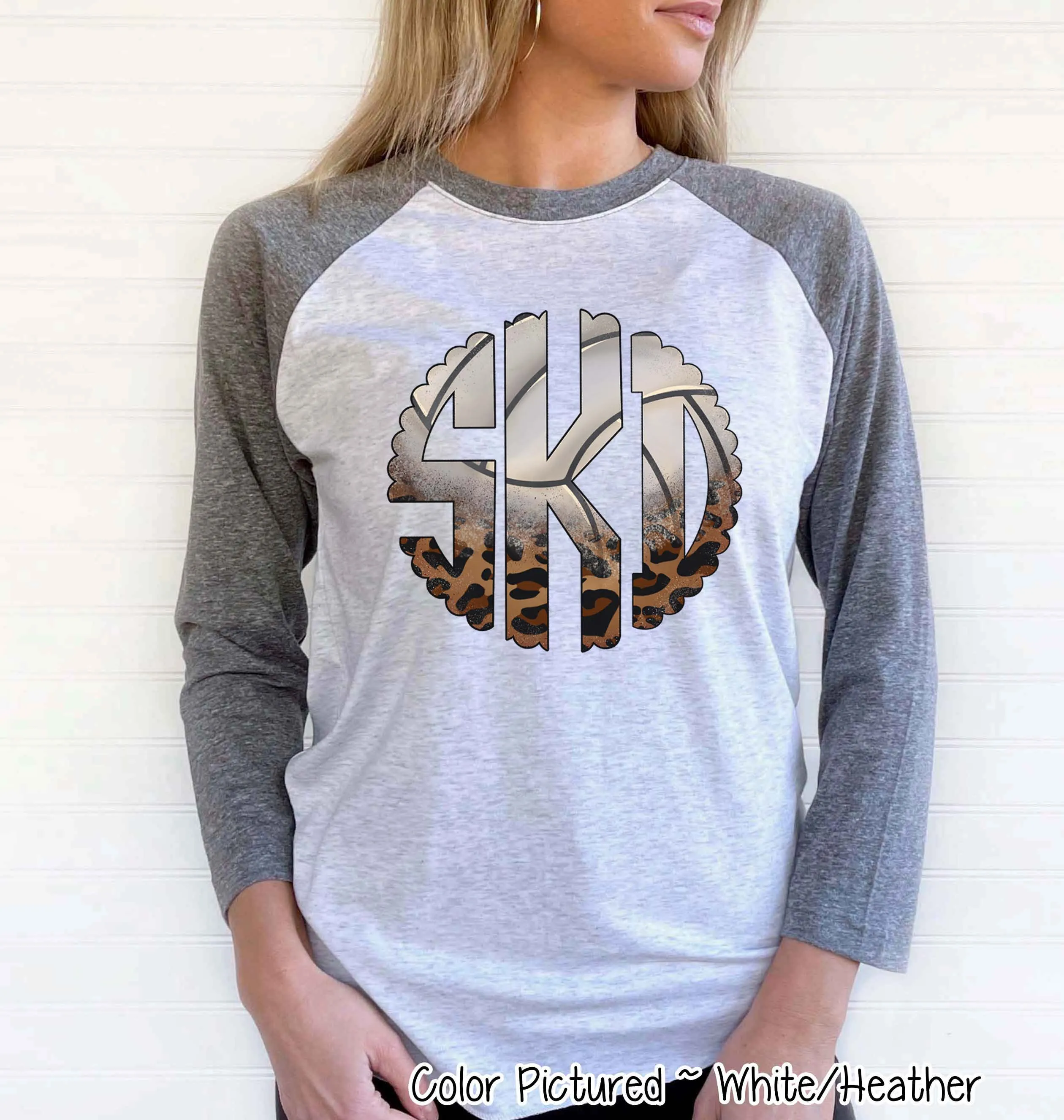 Volleyball Leopard Big Monogram Tee