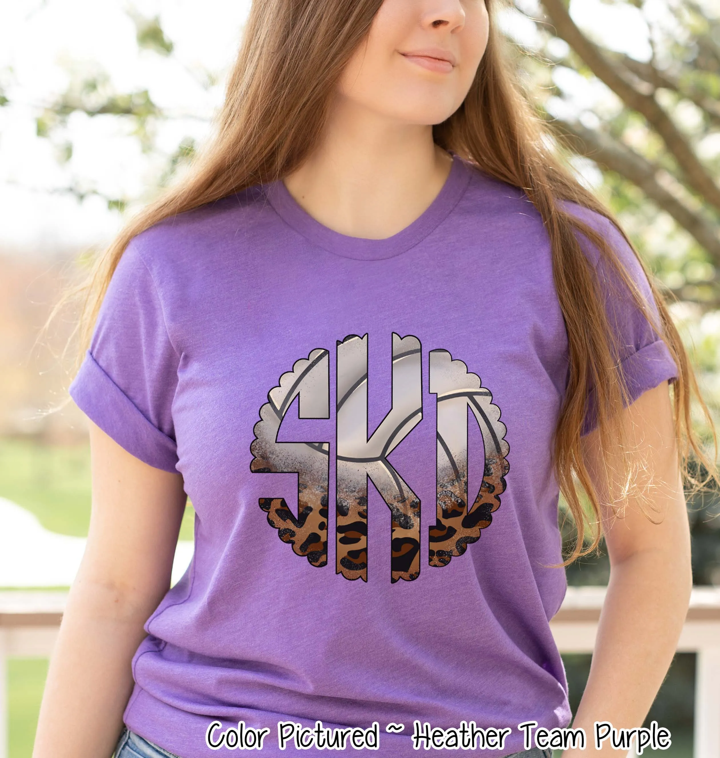 Volleyball Leopard Big Monogram Tee
