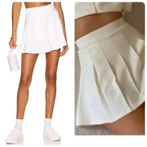 WeWoreWhat Revolve Athletic Tennis Skort Pleated LARGE Solid Optic White
