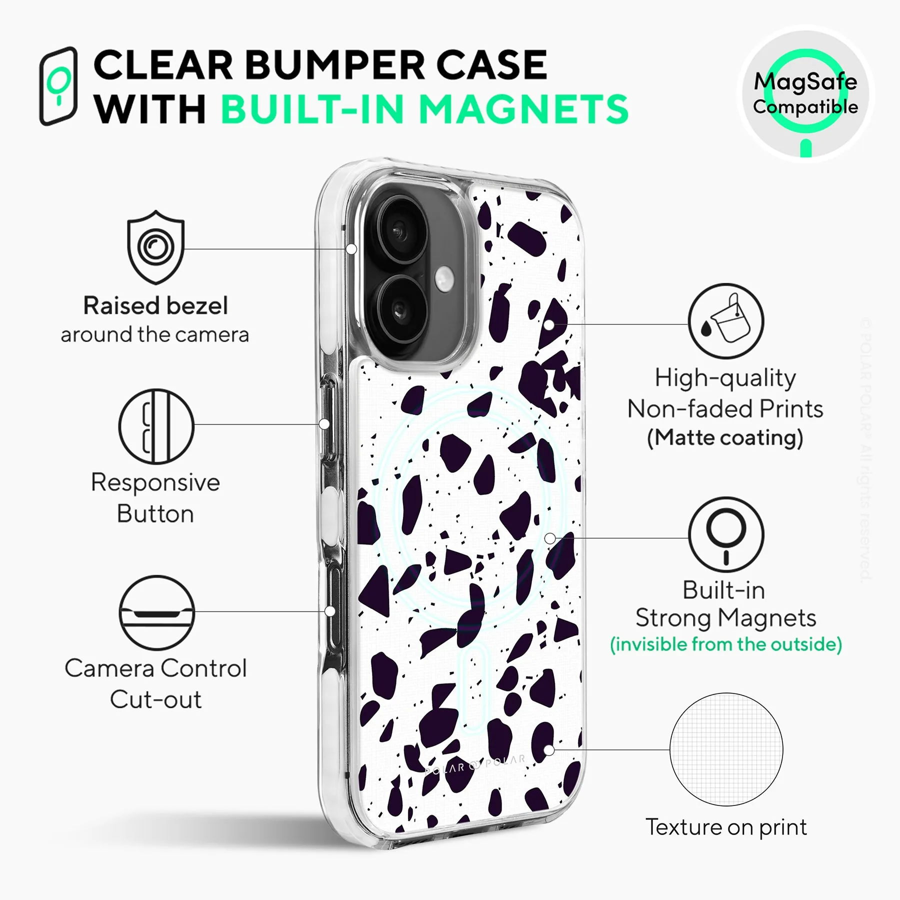 White Rocky Road Terrazzo - iPhone 16 Plus Clear Bumper MagSafe Case