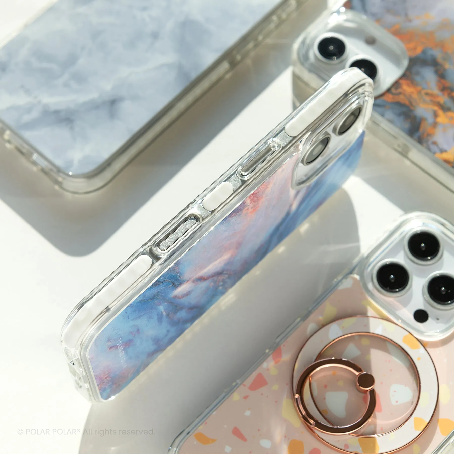 White Rocky Road Terrazzo - iPhone 16 Plus Clear Bumper MagSafe Case