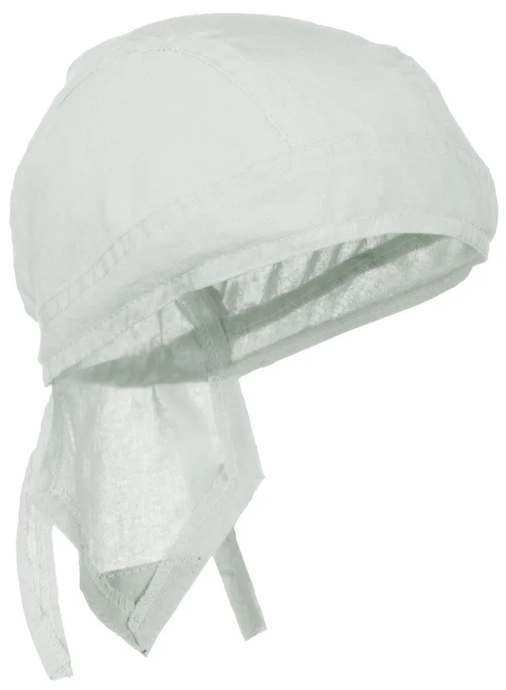 White Solid Doo Rag Blanco Headwrap Durag Skull Cap Cotton Sporty Motorcycle Hat